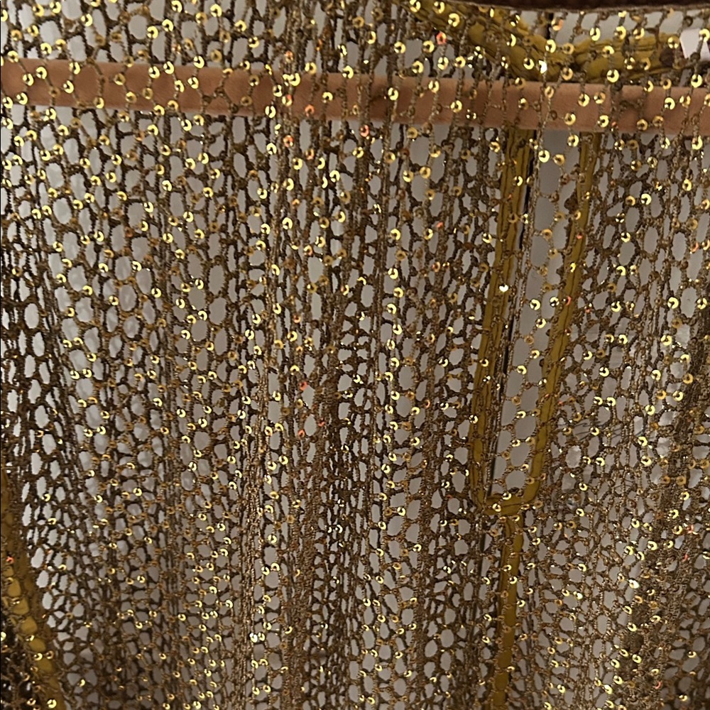 Free People Metallic Gold Sheer Blouse - Picture 2 of 7